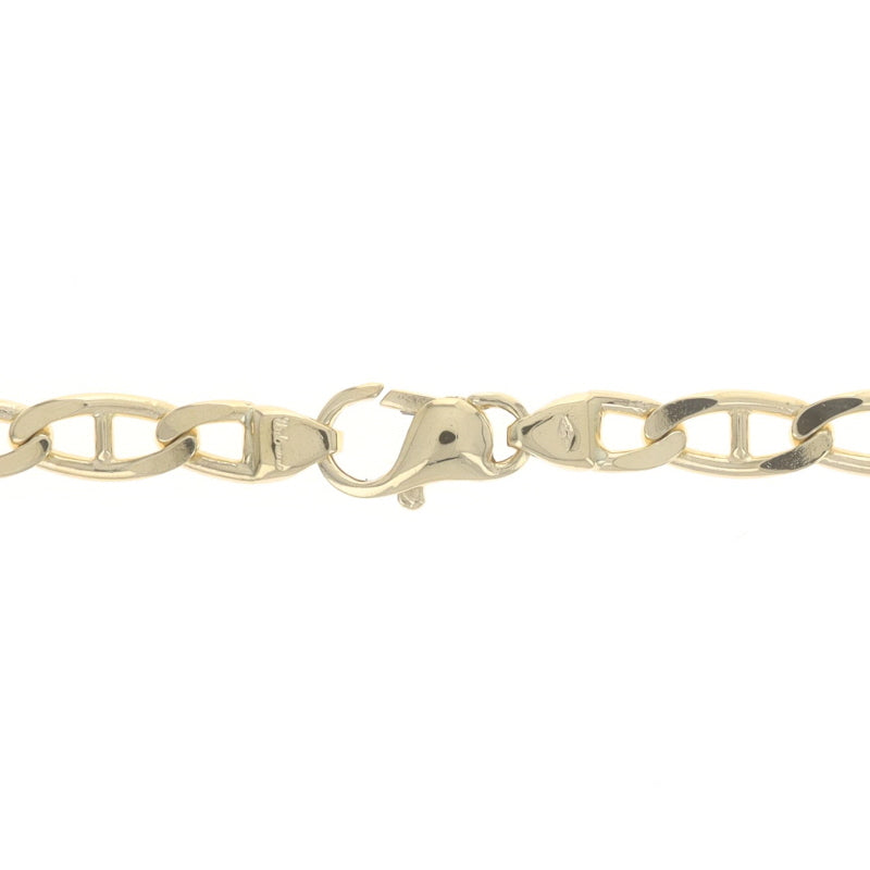 Yellow Gold Diamond Cut Anchor Chain Men's Bracelet 8